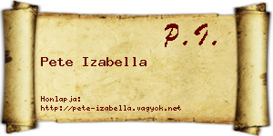 Pete Izabella névjegykártya